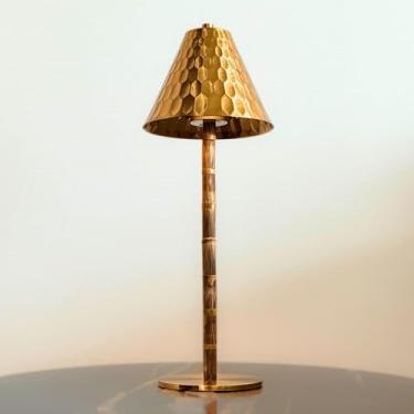 Imagem de LUXELYKOS Luminária De Mesa Led Versailles Gold Bamboo – Luminária De Destaque Moderna Sem Fio – Recarregável, Regulável, Com Controle Remoto – Luminária De 15" Para Quarto, Sala De Jantar, Decoraçã