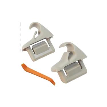 Imagem de TUYOMEII 2 peças MR654343 Clipe de viseira de sol para Mitsubishi ASX 2012-2016 Lancer EVO 10, Outlander 2014-2020 (bege)