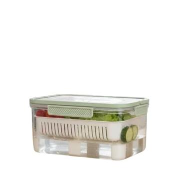 Imagem de Caixa Organizadora com Escorredor, Plástico, Transparente/Bege, 23,5x15x11cm, para Frutas e Verduras