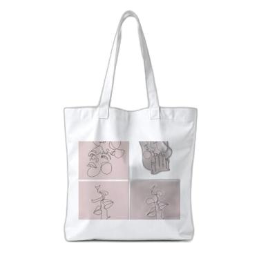 Imagem de Kit 10 Sacola Ecologica s Charmosas Reutilizáveis 38x41,5cm Estampa One Line Art Minimalista