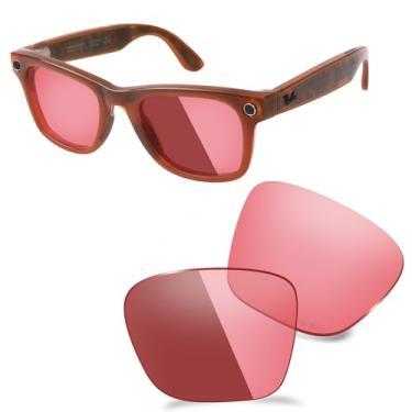 Imagem de AOZAN Lentes de substituição ANSI Z87.1 para óculos inteligentes RayBan Meta Wayfarer RW4008 53 mm, fotocromáticas e resistentes a impactos - fotocromática rosa