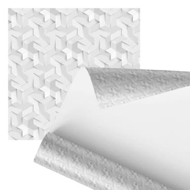 Imagem de papel de parede Decorativo 3D em Branco, Design Geométrico Moderno, Padrão Hexagonal, 2,80 Metros