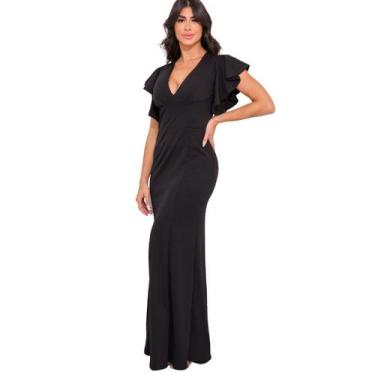Imagem de Vestido Feminino Longo Manga Sino Evase Decotado Festa - Summer Body B