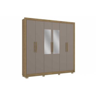 Imagem de Guarda Roupa Casal 6 Portas (2 C/ Espelho) E 2 Gavetas Cb01m569 Nogueira/fendi - Kappesberg