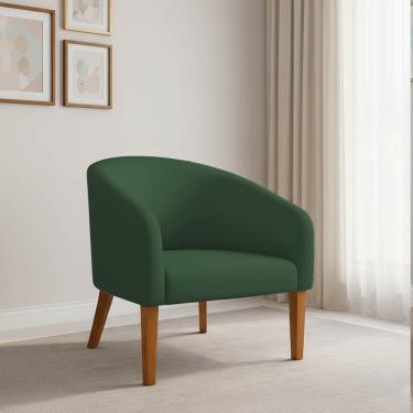 Imagem de Poltrona Sala Decorativa Stella Pé Madeira Trapézio Castanho Veludo Verde D03 - D'Rossi