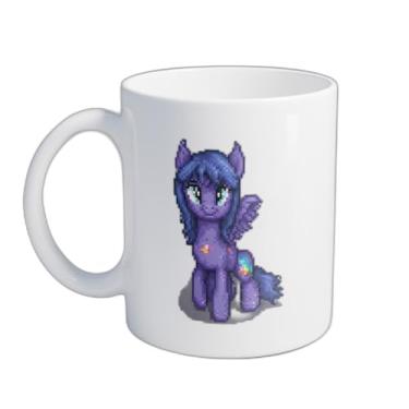 Imagem de Caneca Xícara de Café Porcelana 300ml Com Desenho Pônei Roxo