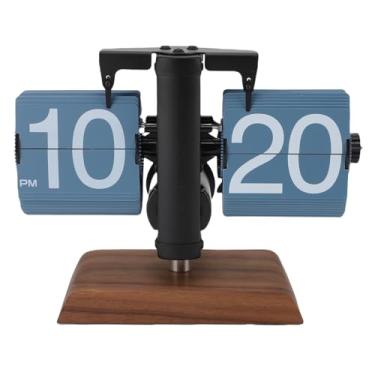 Imagem de Tnfeeon Relógio de Mesa Digital Flip, Relógio Mecânico Automático Movido a Bateria Com Base de Madeira de Nogueira, Display de 12 Horas para Mesa de Escritório, Sala de Estar e (Moldura Preta Página