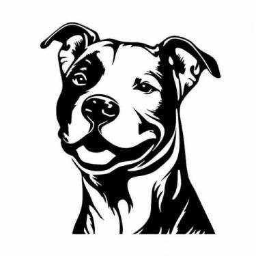 Imagem de Arte Decorativa Pet 3D para Parede, Dog Friendly, Cão, Quadro Cachorro, Shih Tzu, Labrador Retriever, Poodle, Pit Bull e Vira-Lata e Muito Mais, Preto, 23x23cm, Plástico Ecológico, Fita 3M, Confira Modelos (Pit Bull)