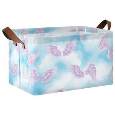 Imagem de Angel Wings Organizadores de armário grandes pastel e armazenamento com alças, caixas de armazenamento decorativas 40 x 29 x 25 cm, 1 pacote