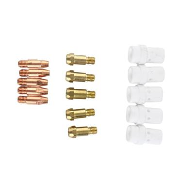 Imagem de Acouto Conjunto de Ponta de 14 Peças, Difusor de Gás e Suporte de Ponta para Soldagem MIG 36KD, 0,6 Mm, Alto e (condutora 0,8mm)