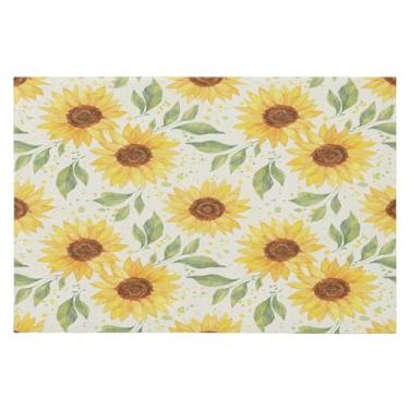 Imagem de Wassud Tapete de porta de girassóis amarelos 61 x 89 cm, tapete de área lavável antiderrapante com suporte de borracha, tapete macio e macio para sala de estar, quarto, entrada, entrada