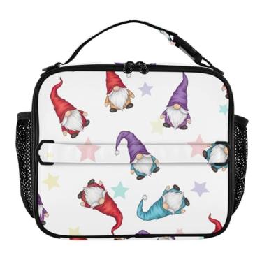 Imagem de Joisal Lancheira branca de gnomos coloridos para mulheres, meninas, lancheira masculina e infantil, lancheira para trabalho, bolsa térmica para alimentos portátil para escola