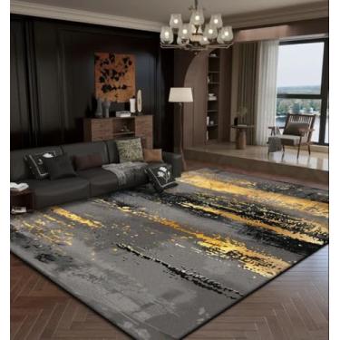 Imagem de Tapetes de luxo abstratos para sala de estar, decoração dourada, tapetes grandes para sala de estar, tapetes tatames macios para cabeceira de quarto (3,2 x 6,5 pés (100 x 200 cm)/WL0002-Flanela-9