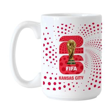 Imagem de HONAV Caneca de café de cerâmica da Copa do Mundo FIFA 2026 de 425 g - Design arrojado da cidade anfitriã de Kansas City, alça ergonômica e segura para micro-ondas - ótimo presente para fãs de futebol