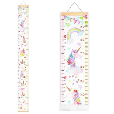 Imagem de Régua de entrega de tabela de altura, régua de parede removível para decoração de tela infantil mede 20 x 200 cm (unicórnio)