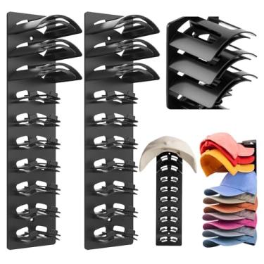 Imagem de FresherAcc Suporte organizador de chapéus para bonés de beisebol. 2 pacotes dobrador de aba de chapéu e suporte de parede de porta, adesivo e parafusos, armazenamento de chapéu comporta até 20 chapéus