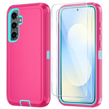 Imagem de ONOLA Capa de telefone para Samsung Galaxy S25 FE com protetor de tela HD, resistente, à prova de choque e à prova de quedas, capa de telefone de 3 camadas para Galaxy S25 FE de 16,7 cm, rosa azul
