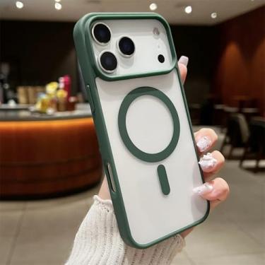 Imagem de HJZSZX Capa magnética fashion para iPhone 16 Plus, capa com carregamento sem fio e à prova de choque (para iPhone 16 Plus/verde alpino)