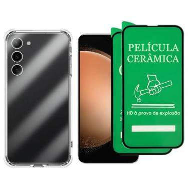 Imagem de Kit Proteção Galaxy S23 Plus, Capa Transparente TPU + 2 Películas de Cerâmica Anti Impacto, Proteção 9H