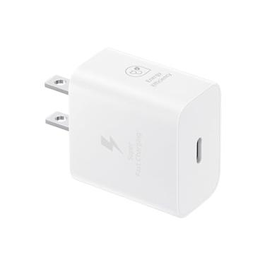 Imagem de SAMSUNG Adaptador de alimentação de carregador de parede de 25 W, cabo não incluído, carregamento super rápido, design compacto, compatível com dispositivos Galaxy e USB tipo C, branco