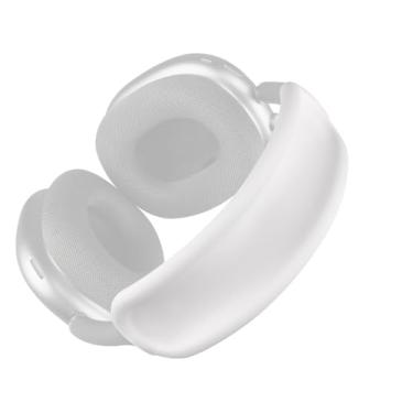 Imagem de SOULWIT Protetor de cabeça de capa completa para AirPods Max (USB-C/Lightning), à prova de suor, capa de silicone macio lavável para exercícios de academia - branca