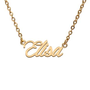 Imagem de Colares com etiqueta de nome para ela, presente de joias de relacionamento com amigos e familiares, Metal, aço inoxidável Não aplicável