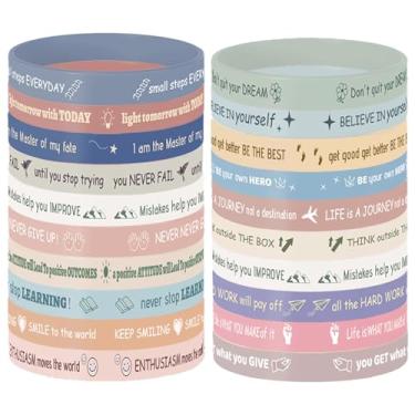 Imagem de Pulseiras de borracha inspiradoras, pulseiras motivacionais, faixas elásticas de afirmação para escola, presentes de Natal, pacote com 20