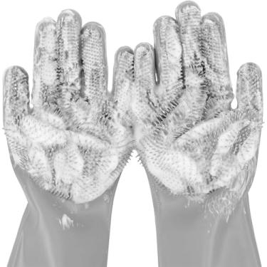 Imagem de Luvas removedoras de pelos de animais de estimação – Dupla face de silicone para cuidados com animais de estimação + luvas de massagem, escovas de queda suaves para cães, gatos e cavalos com pelo