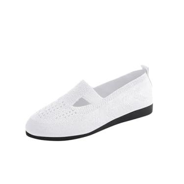 Imagem de Sandália feminina fashion casual estilo cor sólida temperamento bico fino verão camurça super macia sem pés cansados sapatos rasos, Branco, 36