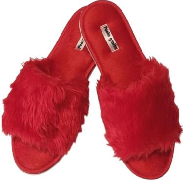 Imagem de Pantufa de Pelúcia Punto Giallo (Vermelho, 39/40, BR, Adulto, Faixa Numérico, 39, 40)