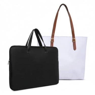 Imagem de Bolsa Para Laptop — Um Kit PráTico Para Proteger Seu Laptop(Pasta Preto + Sacola Branca)