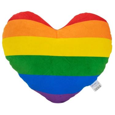 Imagem de Almofada Coração Arco-Íris Pelúcia 34 Cm