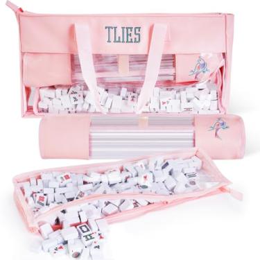Imagem de FUYIHGL® 3PCS Mahjong Bag for Tiles and Rack Empty - Pink American Mah Jong Tote Bag | Carrying Case with Zipper | Rack and Pushers Sleeve - Game Night Travel Storage - Mah Jongg Accessories and Gifts