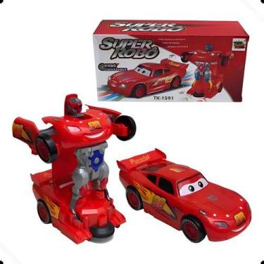 Imagem de Carro Vira Robô Mcqueen Som Luz Bate Volta Presente Criança - Robo Inf