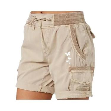 Imagem de Shorts Cargo Femininos plus Size Com Estampa De Borboleta Para O Verão