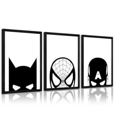 Imagem de Arte de parede de super-herói Homem-Aranha decoração de parede em tela para quarto de meninos preto e branco arte de parede do homem aranha pintura super-herói meninos pôsteres arte de berçário para