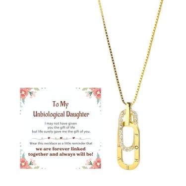 Imagem de DIOWUS Colar Unbiological Daughter para mulheres, colar de círculo entrelaçado ajustável mãe filha Forever Linked Stepmom/Stepdad joias presentes, Adjustable, Metal, Sem Pedra Preciosa