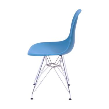 Imagem de Conjunto 4 Cadeiras Eames Dkr Base Cromada Or Design Azul Petróleo