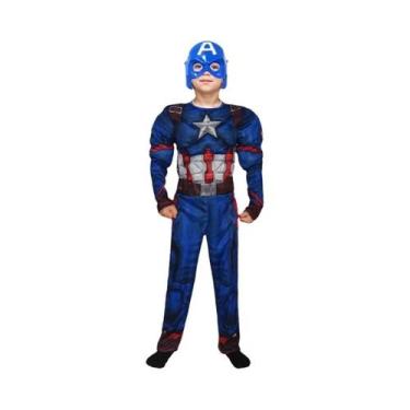 Imagem de Fantasia De Super-Herói Capitão América Para Jovens Com Escudo, Máscar