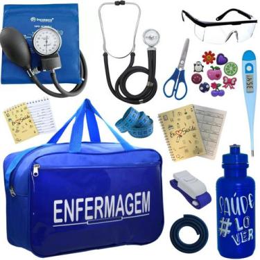 Imagem de Kit Enfermagem Academico Aparelho Pressao Estetoscópio Bolsa Multi Inc