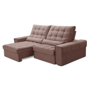 Imagem de Sofá 4 Lugares Retrátil e Reclinável Alasca Veludo Rose - Ferguile