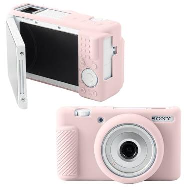 Imagem de Leayjeen Capa protetora de silicone compatível com câmera Sony Black Card ZV1-F, ZV1M2 ZV1F capa protetora de silicone macia, com capa de lente removível para fotografia (rosa gelatina)