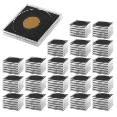 Imagem de 100 unidades de estojos transparentes de cápsulas de moeda, porta-moedas com junta para coleção, 5 tamanhos 20/25/30/35/40 mm suprimentos de armazenamento de proteção de moeda de dólar, caixa