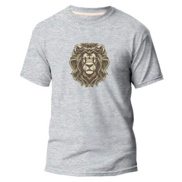 Imagem de  Camiseta Basica Algodão Premium Estampada Leão Zangado - Pavesi, Cinz