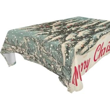 Imagem de Blueangle Toalha de mesa vintage para árvore de Natal – Toalha de mesa retangular de poliéster impermeável e resistente a manchas para ambientes internos e externos, 137 x 183 cm (661)