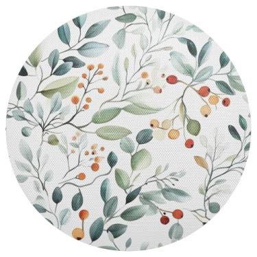 Imagem de xigua Jogo americano redondo de árvore de Natal, conjunto de 4, tapete de mesa redondo antiderrapante resistente ao calor, tapetes de mesa de 48 cm para decoração de cozinha, jantar e festa