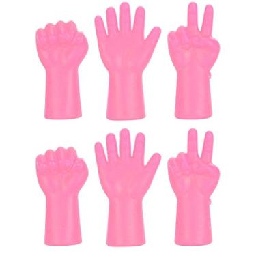 Imagem de Protetor de tampa de agulha antiderrapante macio TPR capa de ponta de agulha de tricô evita queda de pontos para tricô crochê artesanato 6 peças design de tesoura de papel de pedra (Rosa Vermelha)