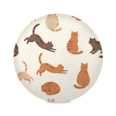 Imagem de Wassud Jogo americano com movimentos de gato terroso tapetes de mesa redondos para cozinha e jantar tapetes laváveis resistentes ao calor decoração de mesa 39 cm