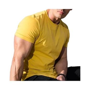 Imagem de Camiseta Masculina De Verão Para Musculação E Treino, Manga Curta, Alg