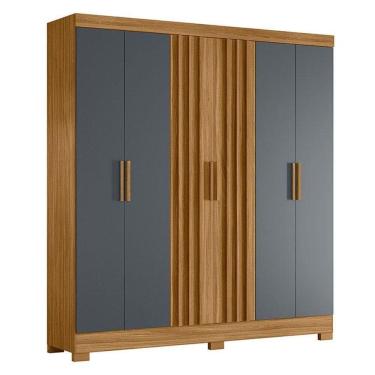 Imagem de Guarda Roupa Casal Valença 6 Portas Freijó Cinza - Moval